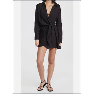 L*Space Swim Cover-Up Size Large Black Wrap Dress